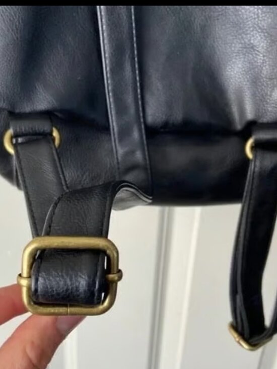Black Merona Faux Leather Backpack main image 5